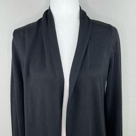 Ella Moss Karla Open Front Cozy Black Long Knit Cardigan Sweater Oversized Small - Picture 5 of 14